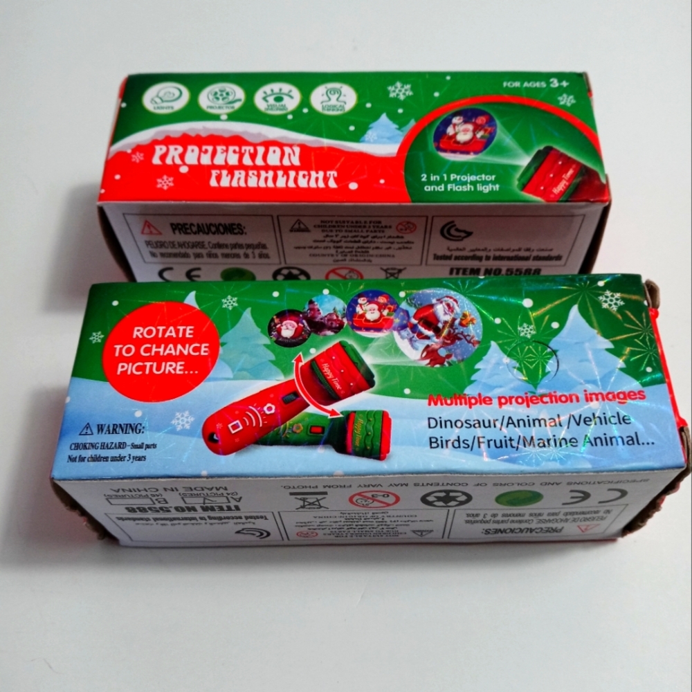 🏖 Lot of 2 Kids 2 in 1 Kids Projector Flashlights NIB